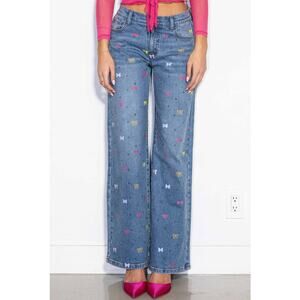 VBRT Women’s Barbie's Favorite Wide Jeans Bows Rhinestone 15(W31)